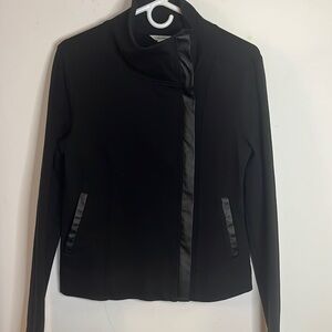 Calvin Klein Mixed-Media Asymmetrical Full-Zip Moto Knit Jacket Size M